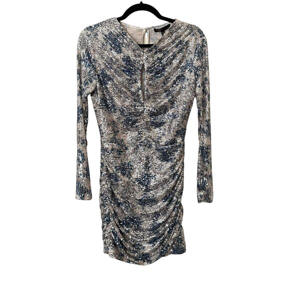 MAJE Raquine Sequined‎ Ruched Mini Dress NWT Sz 36 - Picture 3 of 7